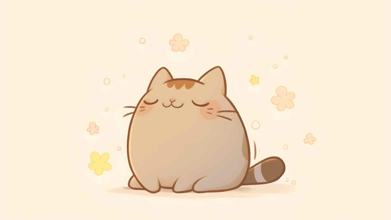 快乐可爱的猫插图桌面壁纸